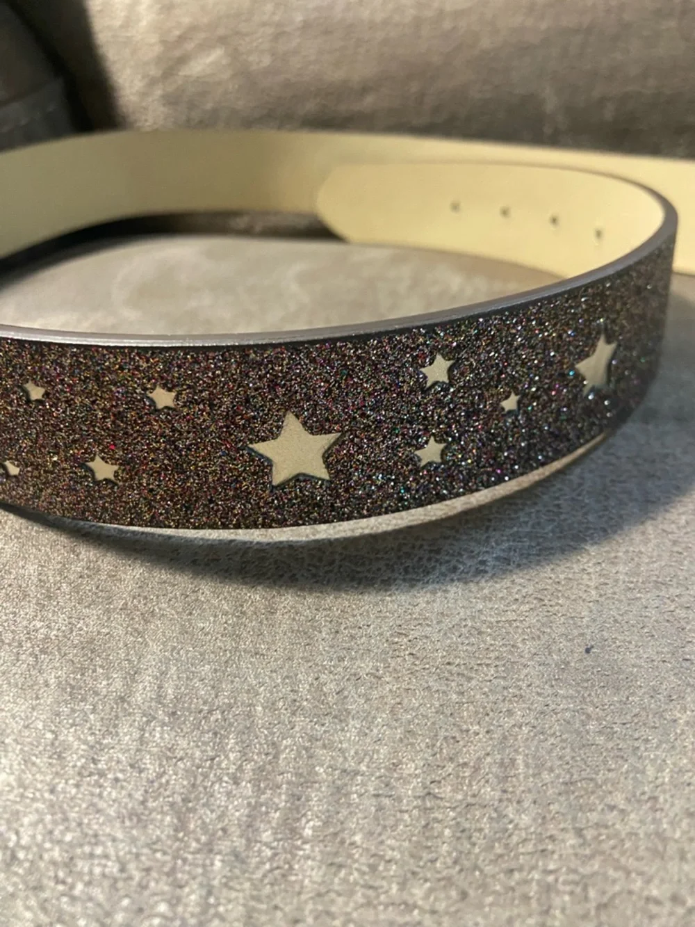 Glitter Star Accent Kids Belt with Gold Buckle